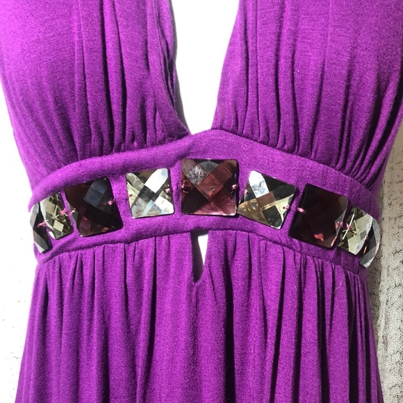 Purple Jeweled Halter Dress - Picture 3 of 5